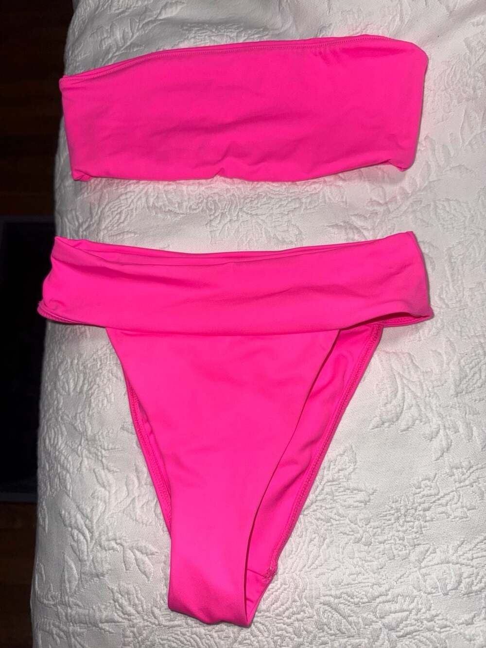 L.A. Hearts by PacSun Hot Pink Tube Top and High-Waisted Bikini Bottom Set